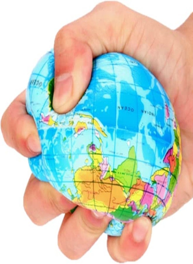 FULLFILLS 4 Pcs 4 Inch Globe Printed Soft Foam Sponge Stress Softball(World Map On This Ball) (Pack Of 4 Pcs), Multicolour - Image 3